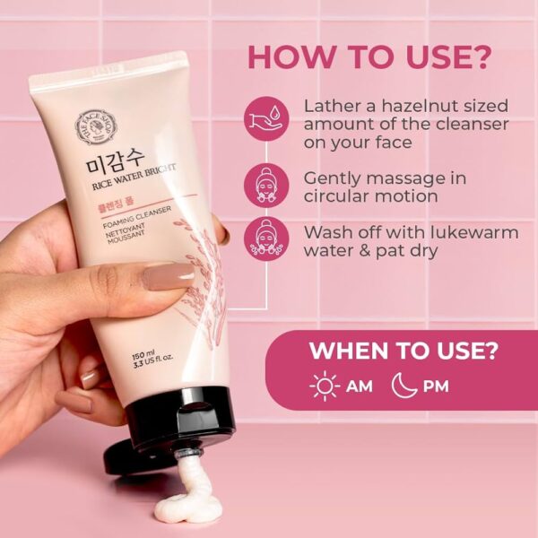 The Face Shop Rice Water Bright Facial Foaming Cleanser - Image 3